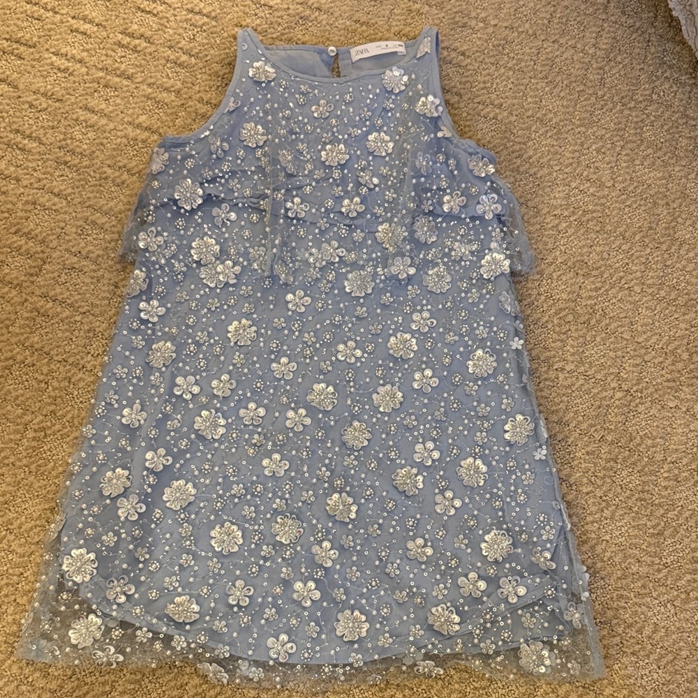 Zara Blue Floral Kids Dress